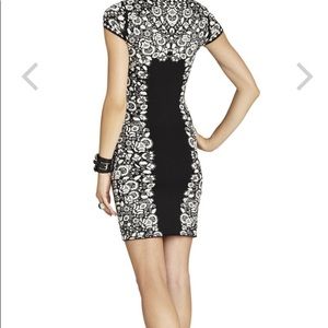 BCBG Fabiana Puckering Floral Jacquard Dress